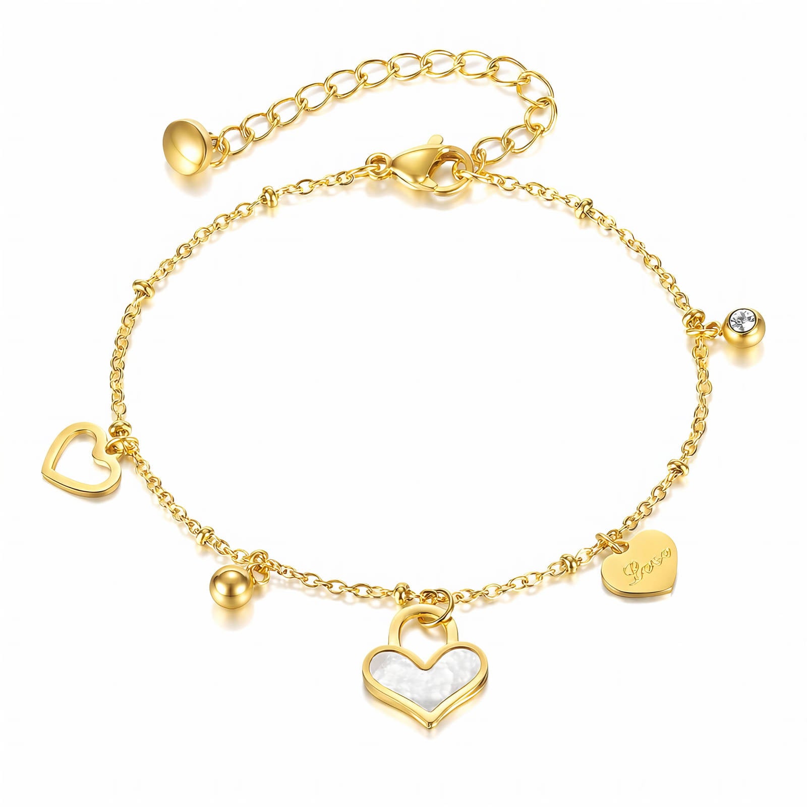 Hearts bracelet, 18K gold plated. AGB-90201