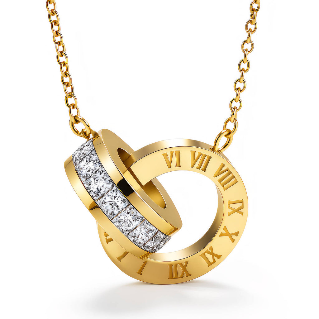 18K Gold Plated Double Ring Necklace