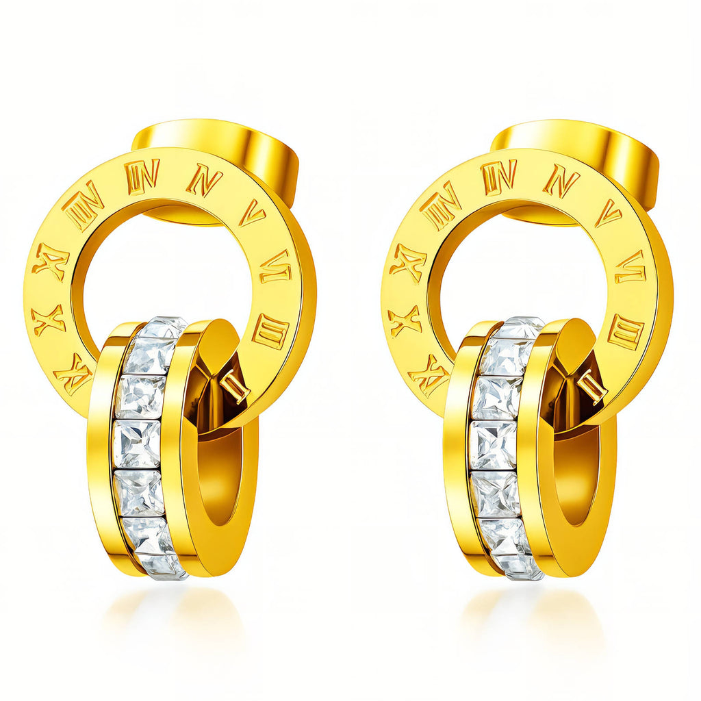 18K Gold Plated Roman Numeral Double Ring