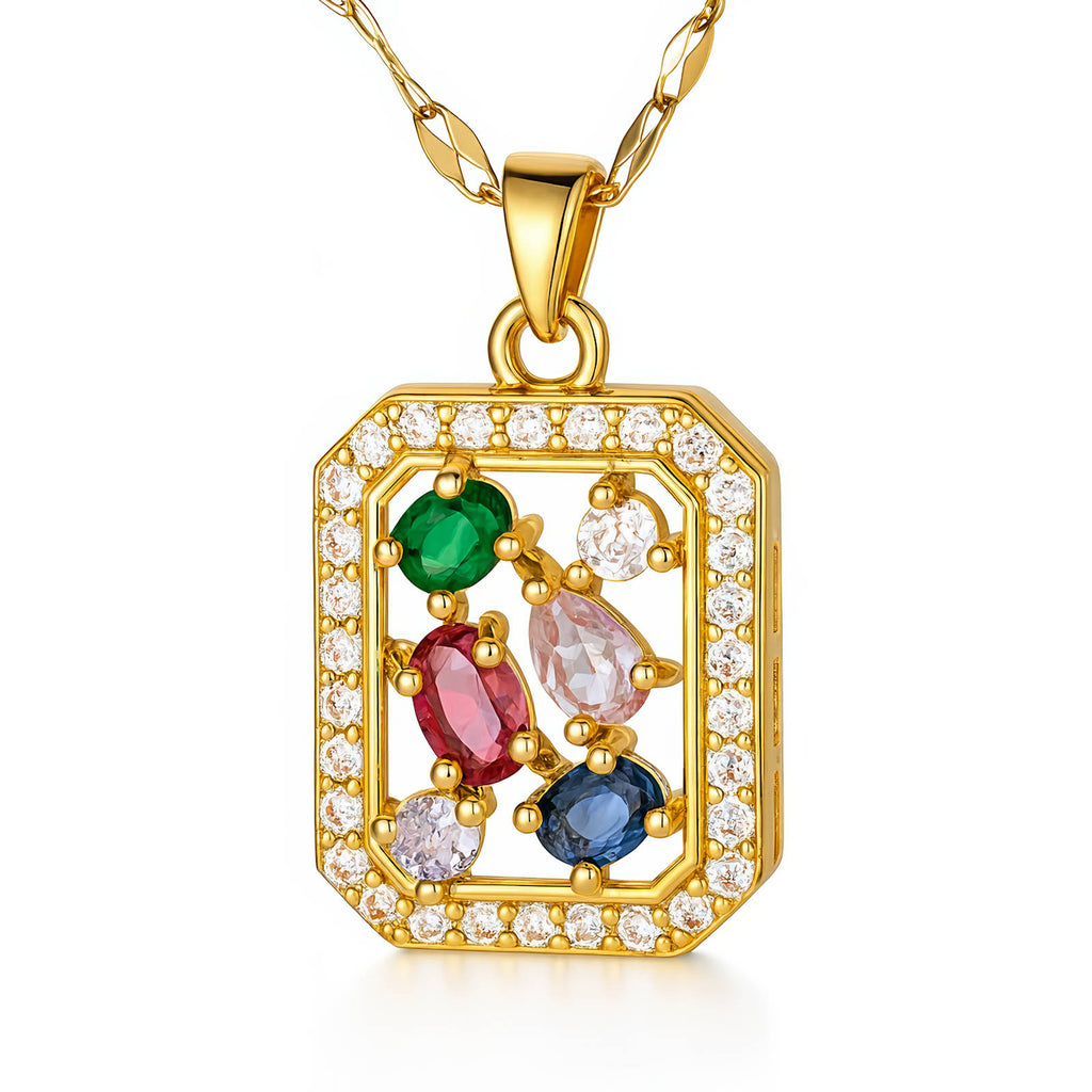 18K Gold Plated Necklace with Multicoloured Stones