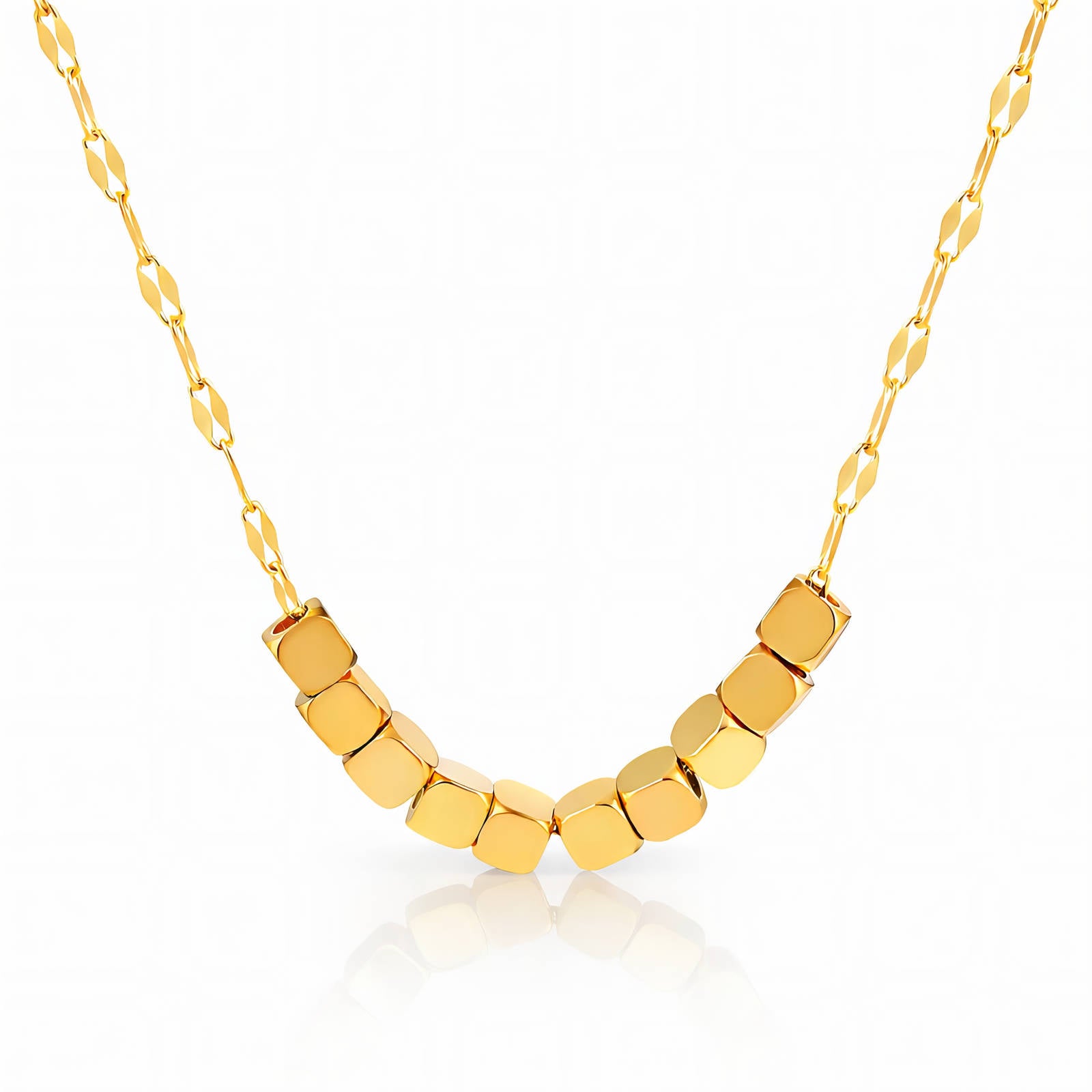18K Gold Plated Necklace with Small Cubes