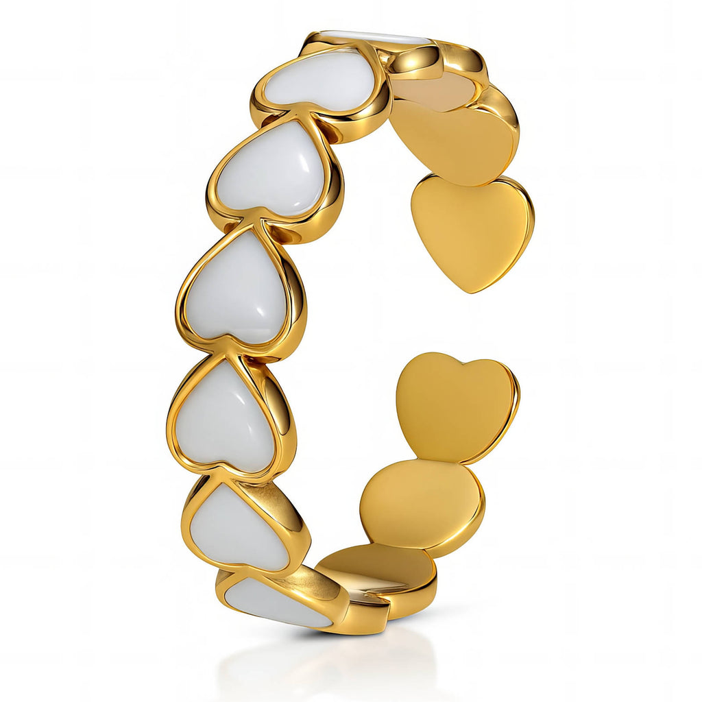 18K Gold Plated White Heart Ring