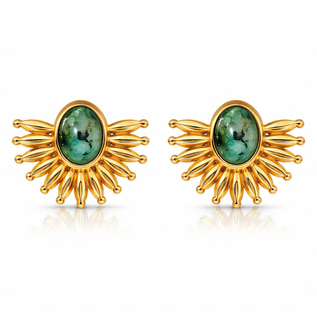18K Gold Plated Earring with Green Stones
