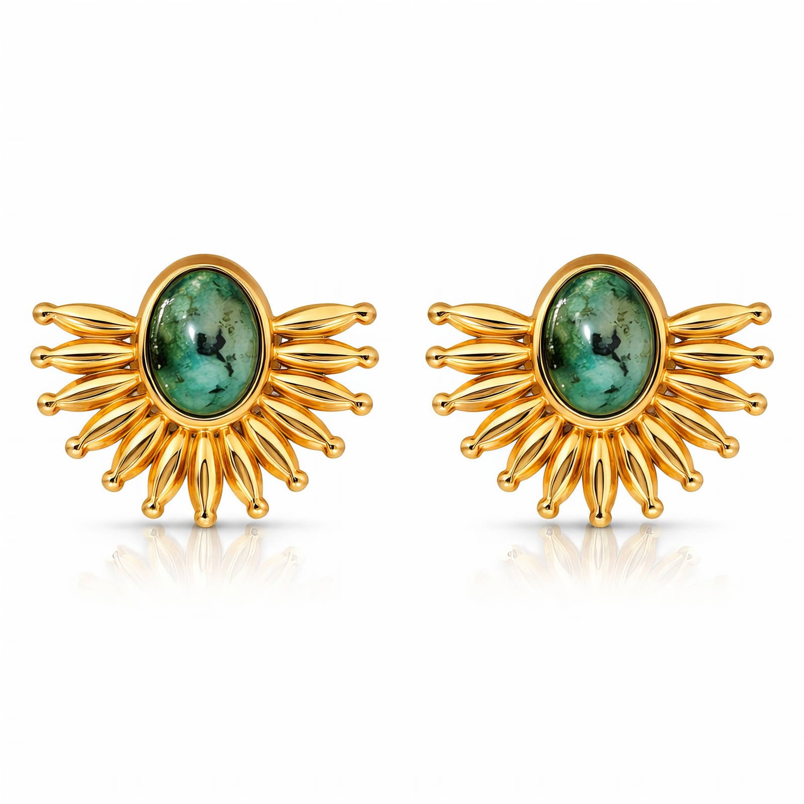18K Gold Plated Earring with Green Stones