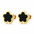 18K Gold Plated Black Floral Earring