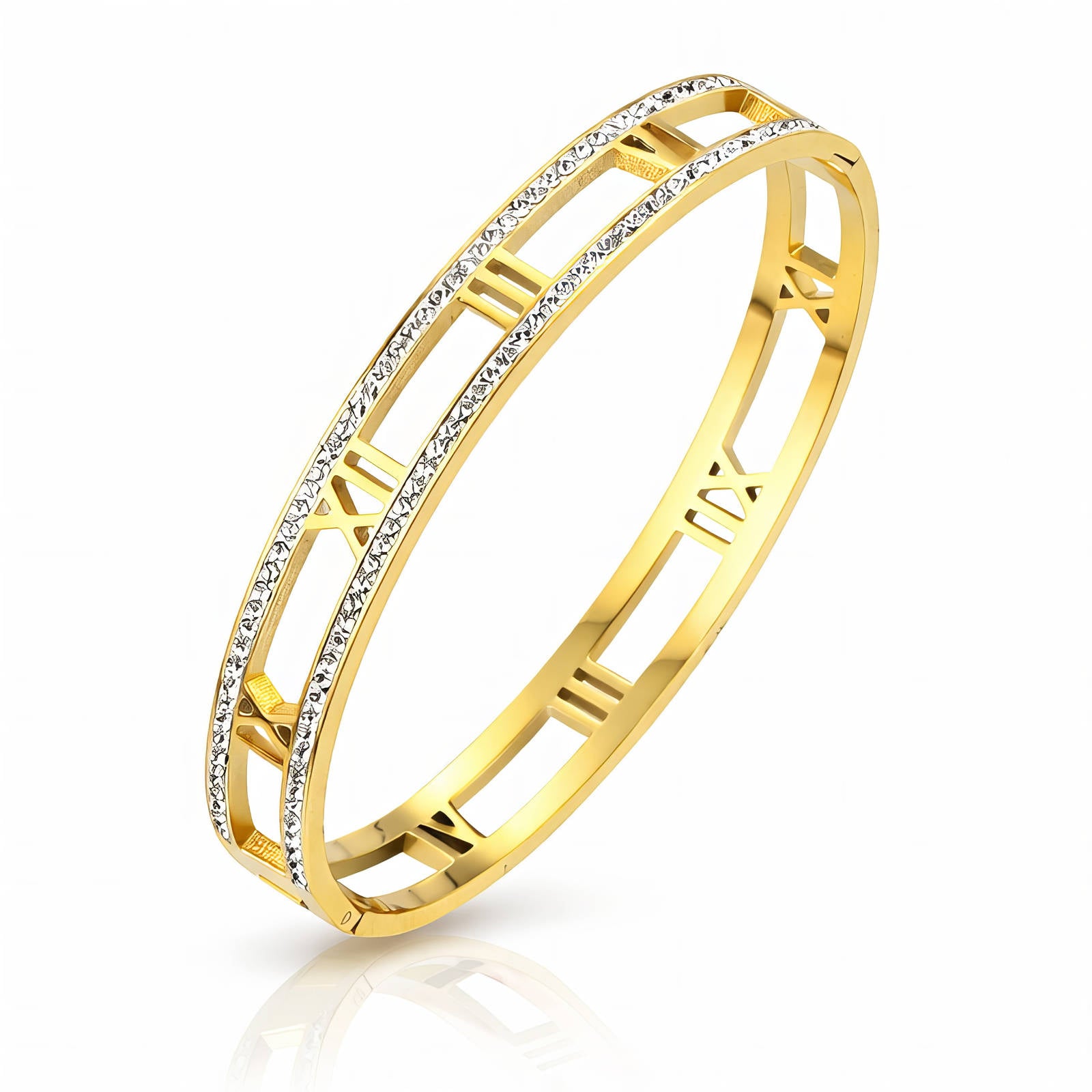 18K Gold Plated Roman Numeral Series Hollow Cart Bracelet