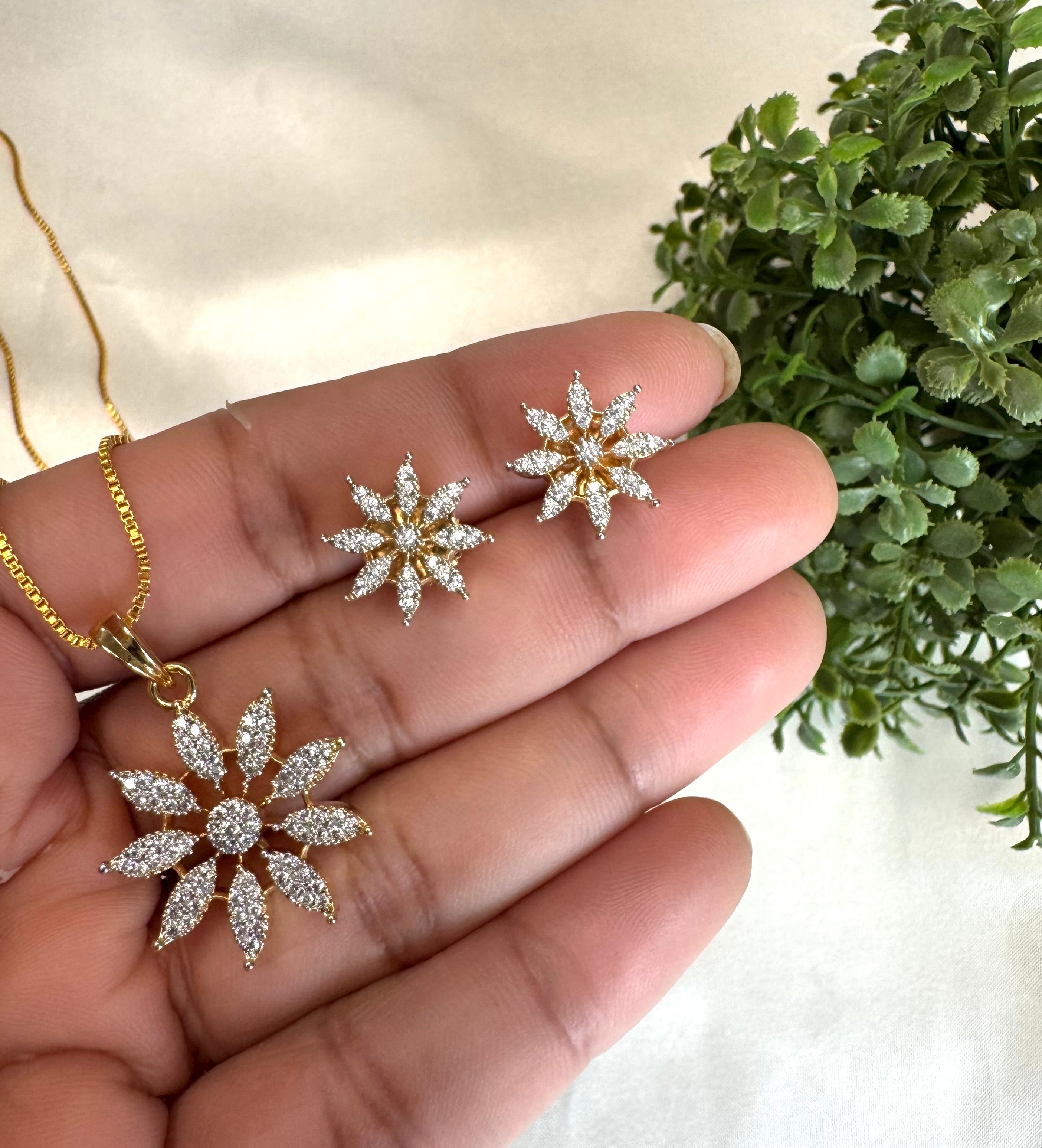 Premium Diamond Replica Pendant Set - ADR80104