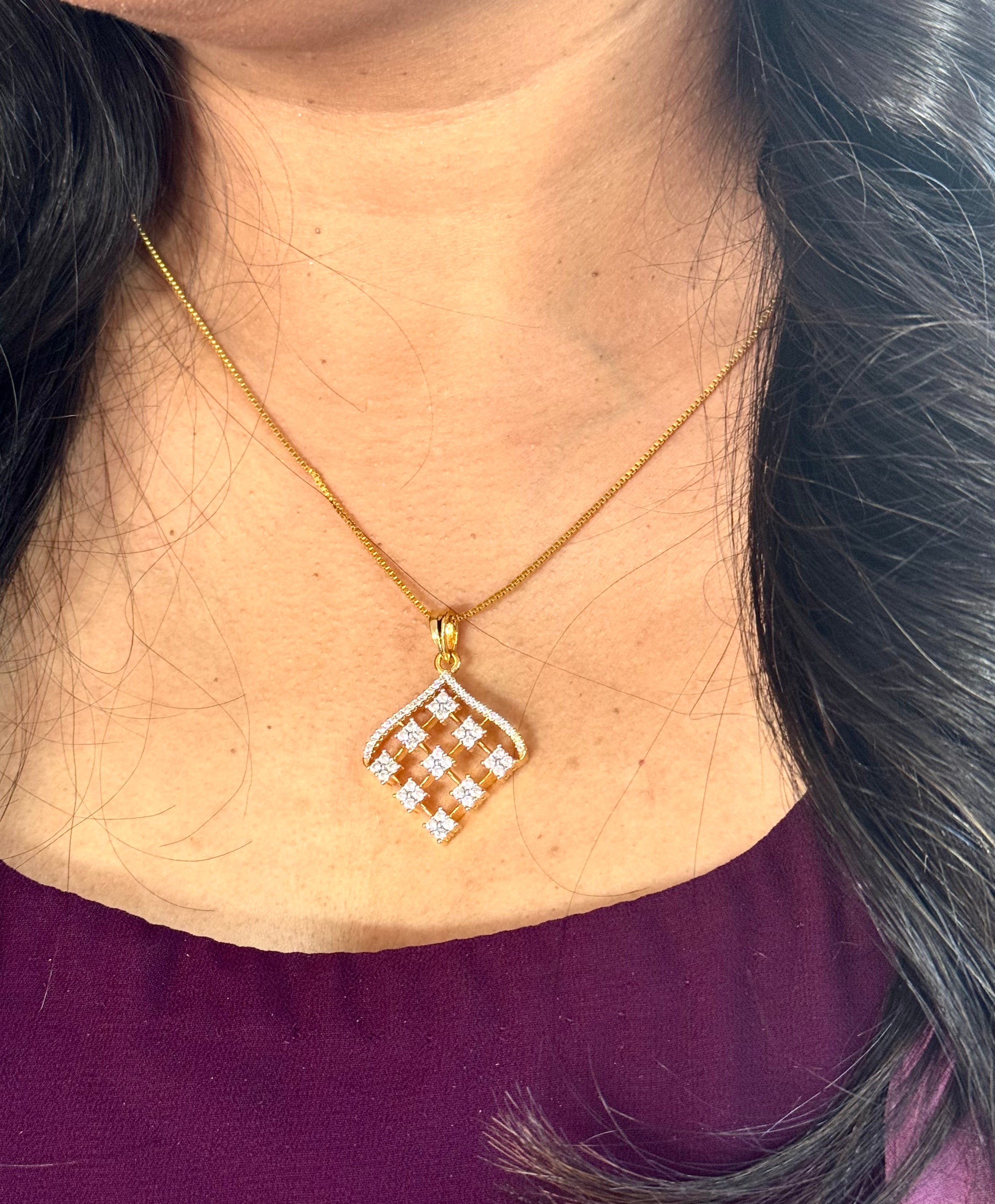 Premium Diamond Replica Pendant Set - ADR80106