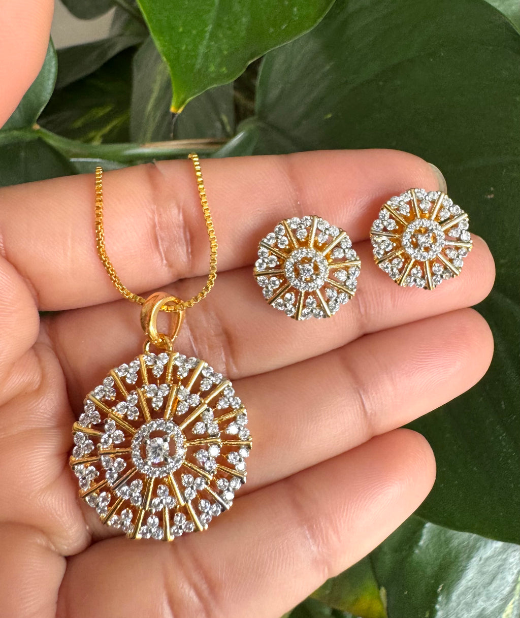Premium Diamond Replica Pendant Set - ADR80107