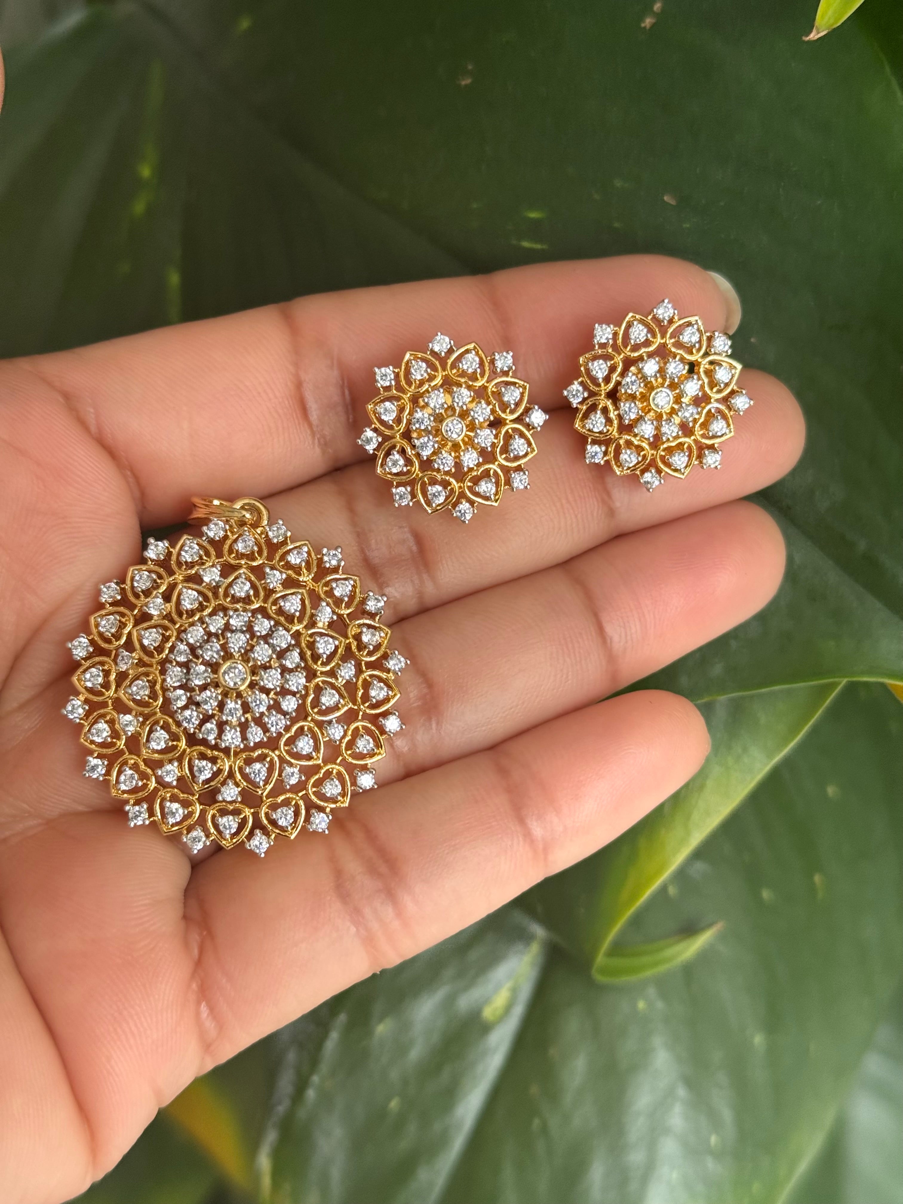 Premium Diamond Replica Pendant Set - ADR80110