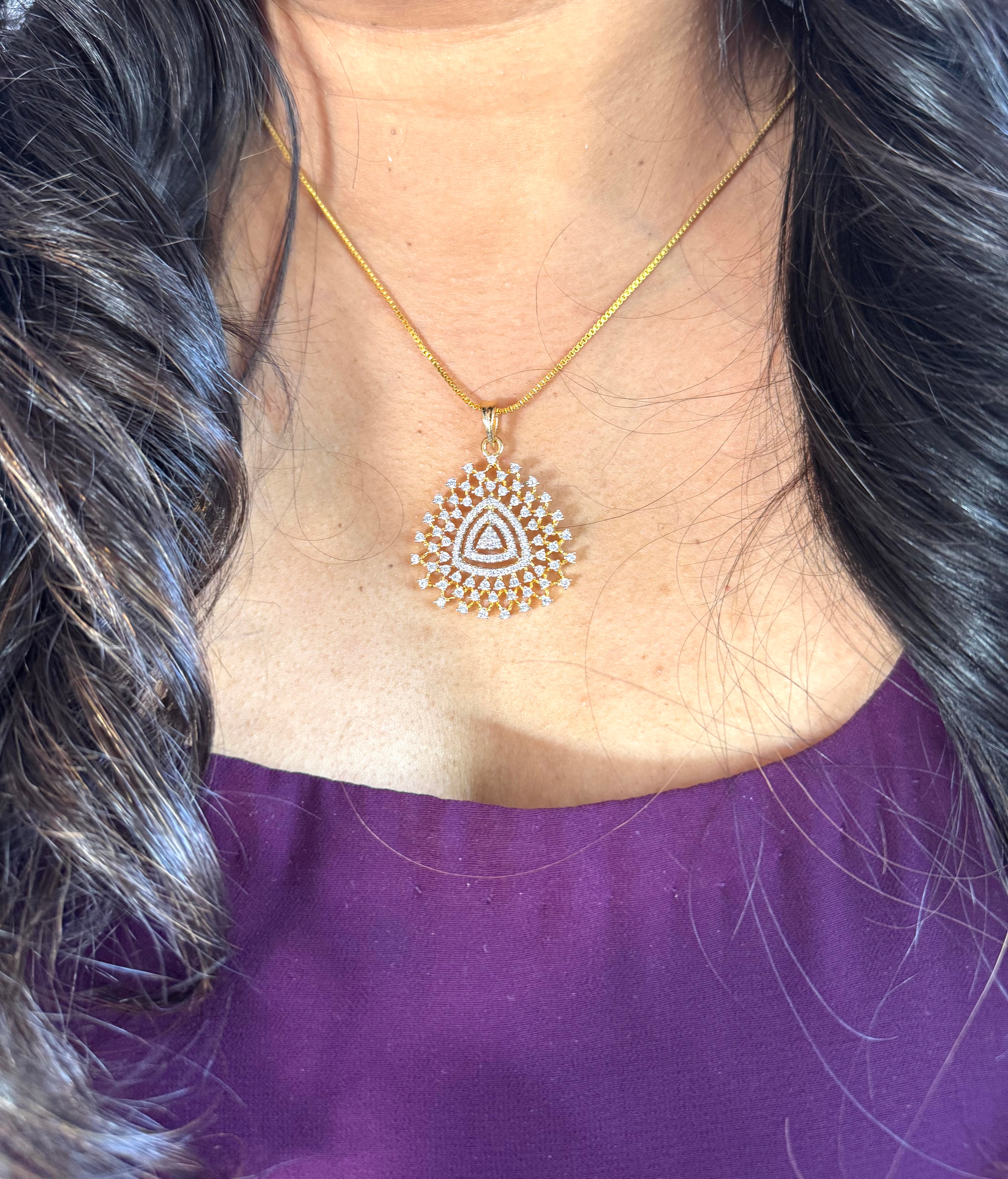 Premium Diamond Replica Pendant Set - ADR80112