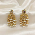 Antique Gold Triple Jhumka Tassel Earrings-AER30105