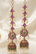 Royal Lotus Jhumka Long Earrings with Pearl Drop Finish-AER30108