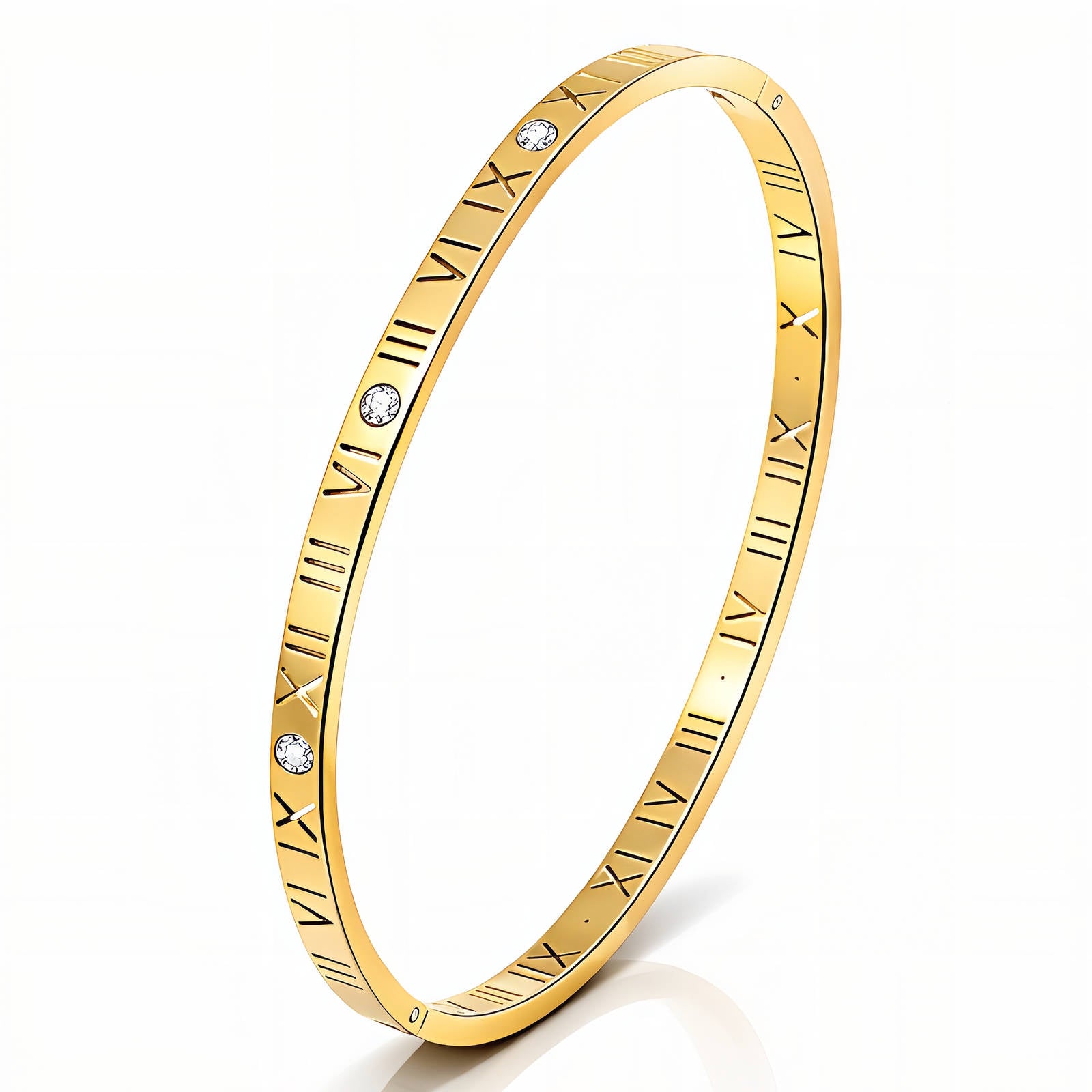 Roman numeral series bracelet, 18 Gold plated. AGB-90203