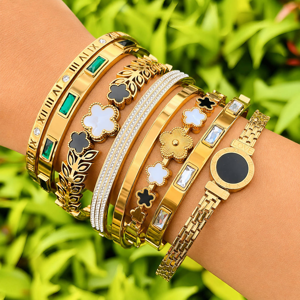 'Flowers' Bracelet. 18K Gold plated. AGB-90215