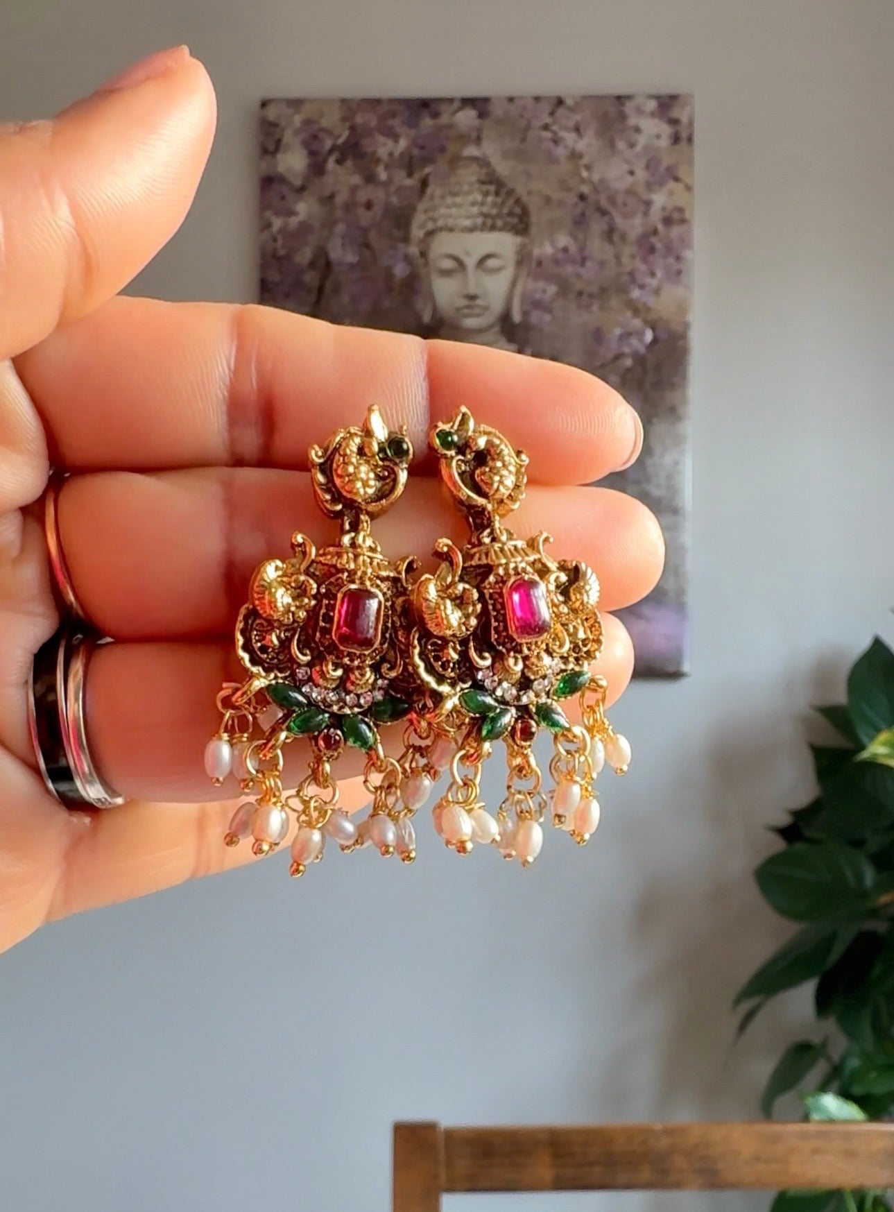 Mayookha rice pearl neck piece With Earring - ANP10811