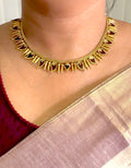Anantha Enamel Palakka Short Neckpiece With Earring (Maroon and green)-ANP10814