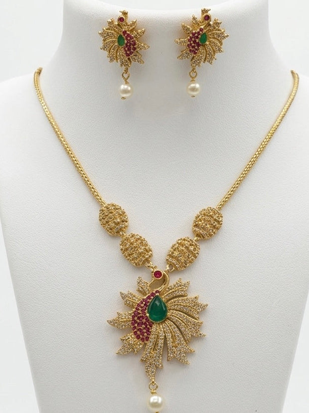 Peacock AD stone Pendant Set-ANP60146