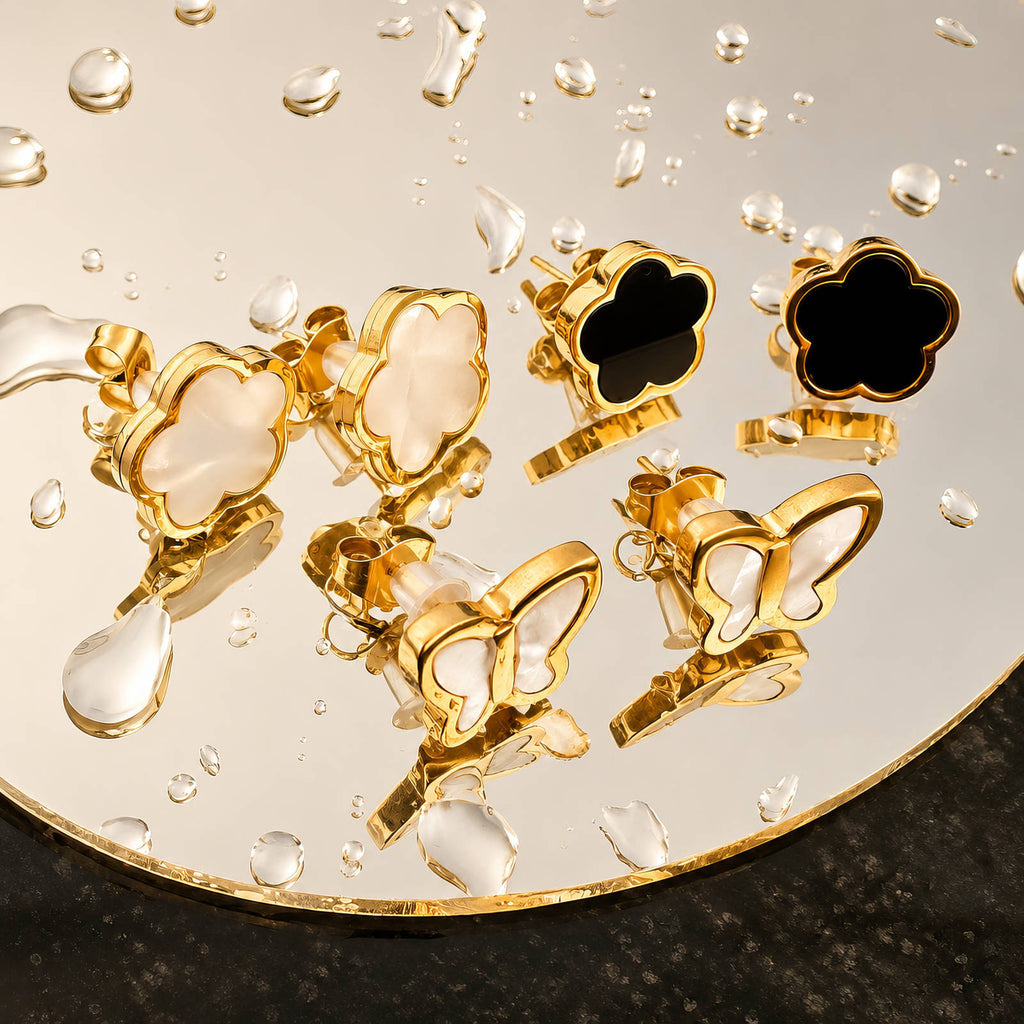 "Flowers" Earrings. 18K Gold plated. AGE-90319