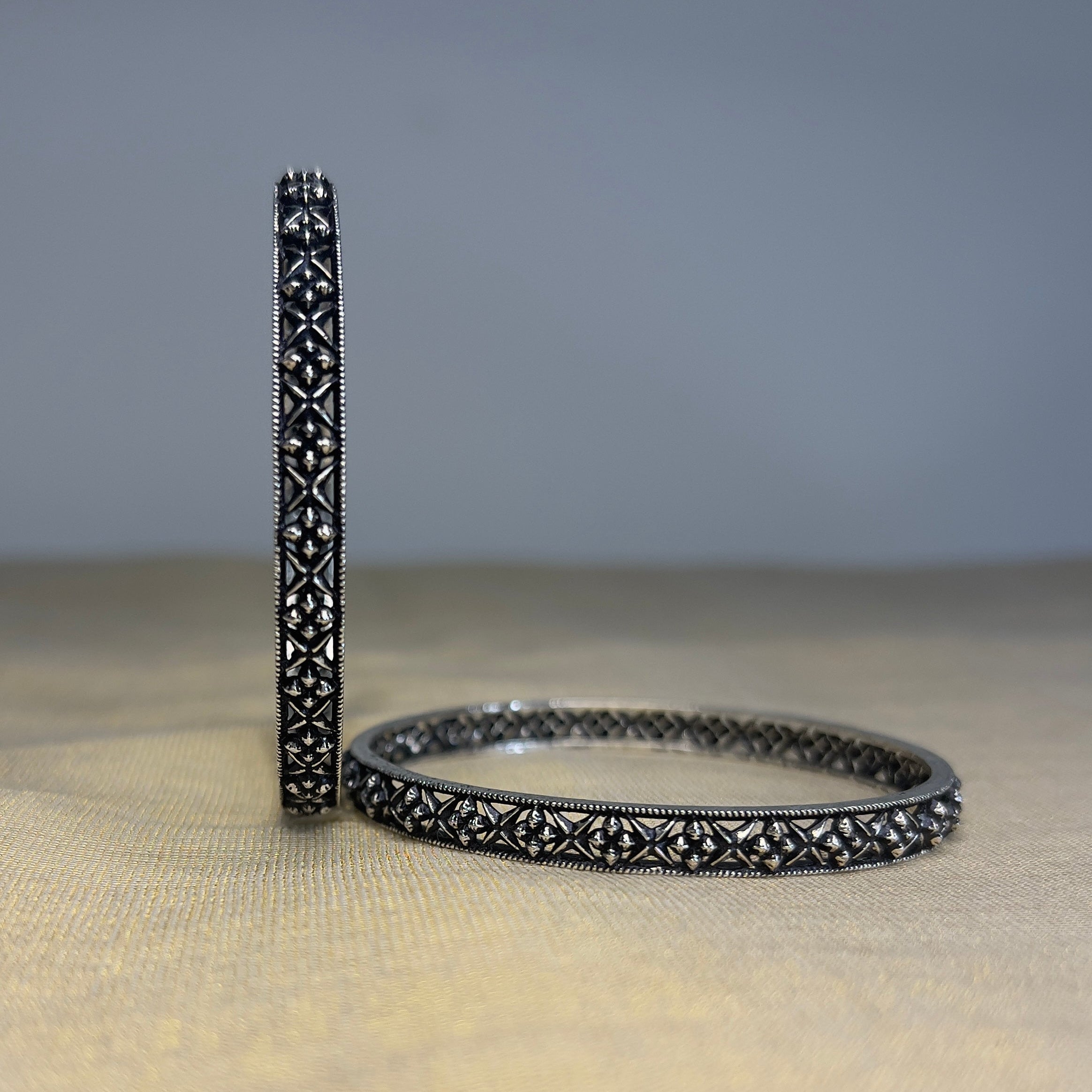 Textured Oxidized Designer Bangles-ABA10122