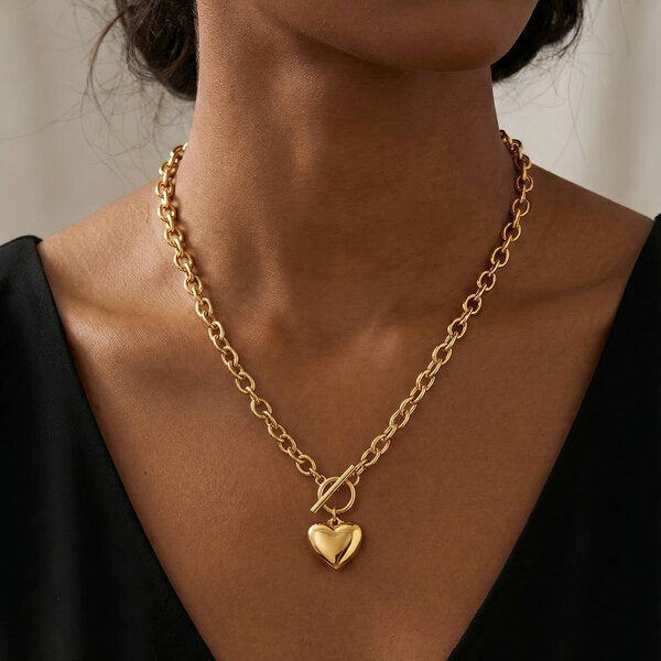 18 K Gold Plated Necklace with Heart Pendant