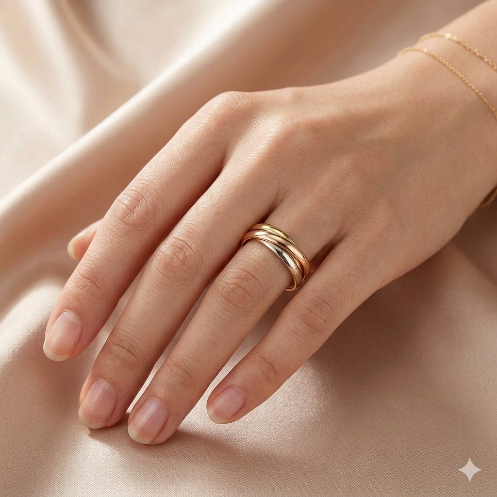 18K Gold Plated 3 Tone Ring