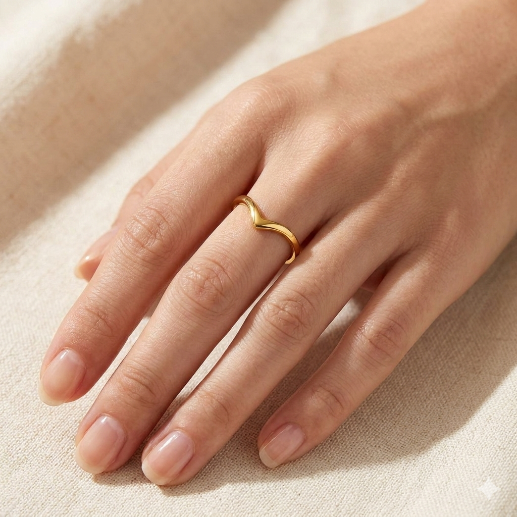 18K Gold Plated Curved Ring