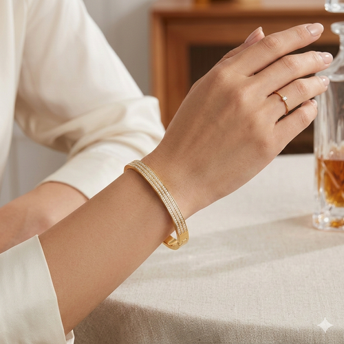 18K Gold Plated , 3 Layer stone Bracelet