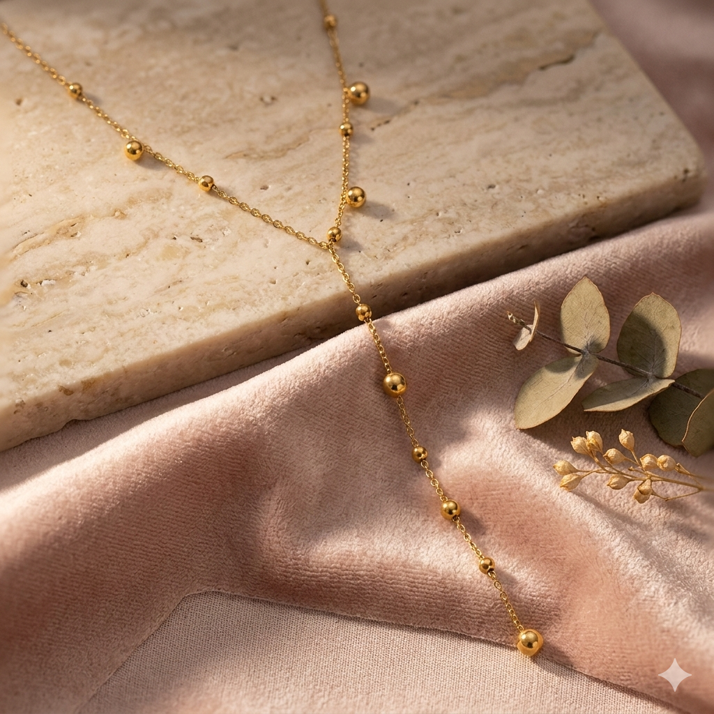 18K Gold Plated Beaded Necklace