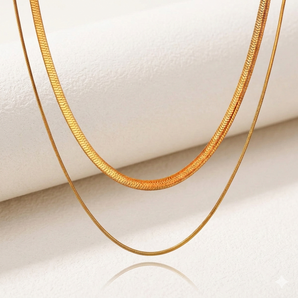 18K Gold Plated Double Layer Necklace