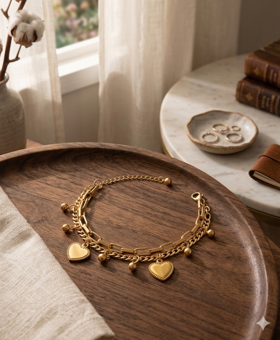 18K Gold Plated, Charm Bracelet