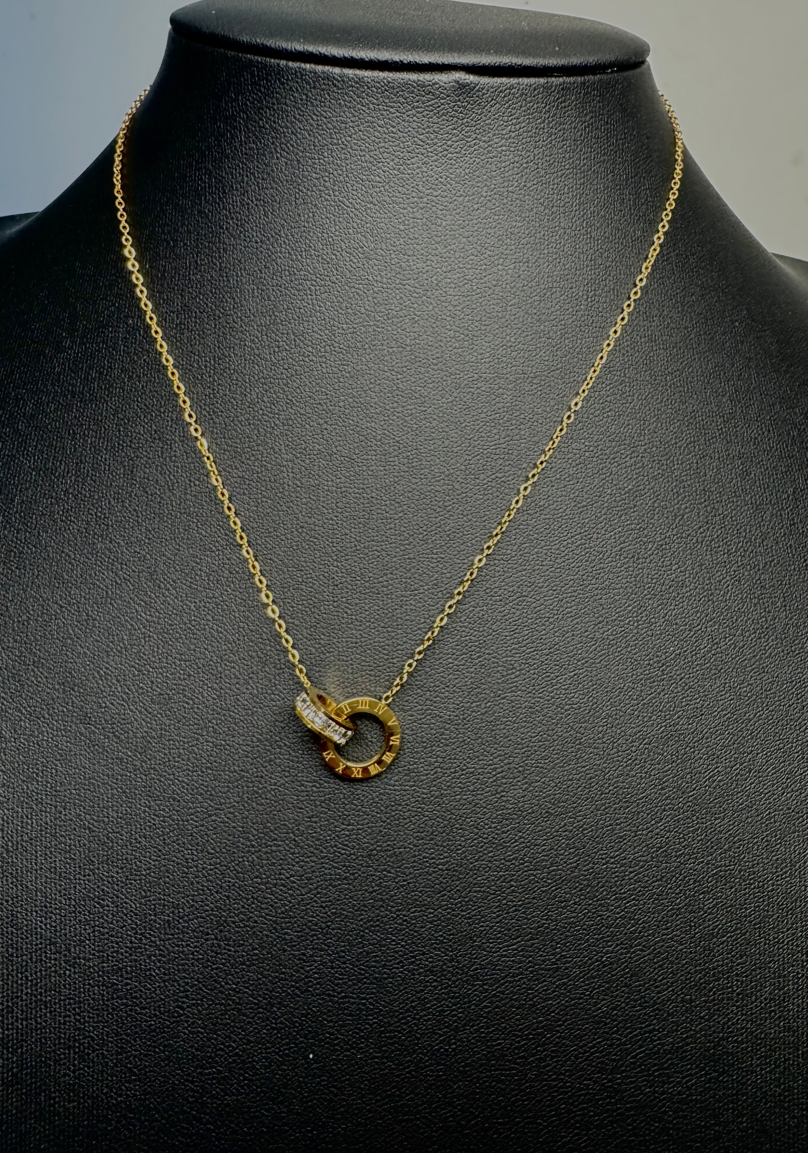 18K Gold Plated Double Ring Necklace
