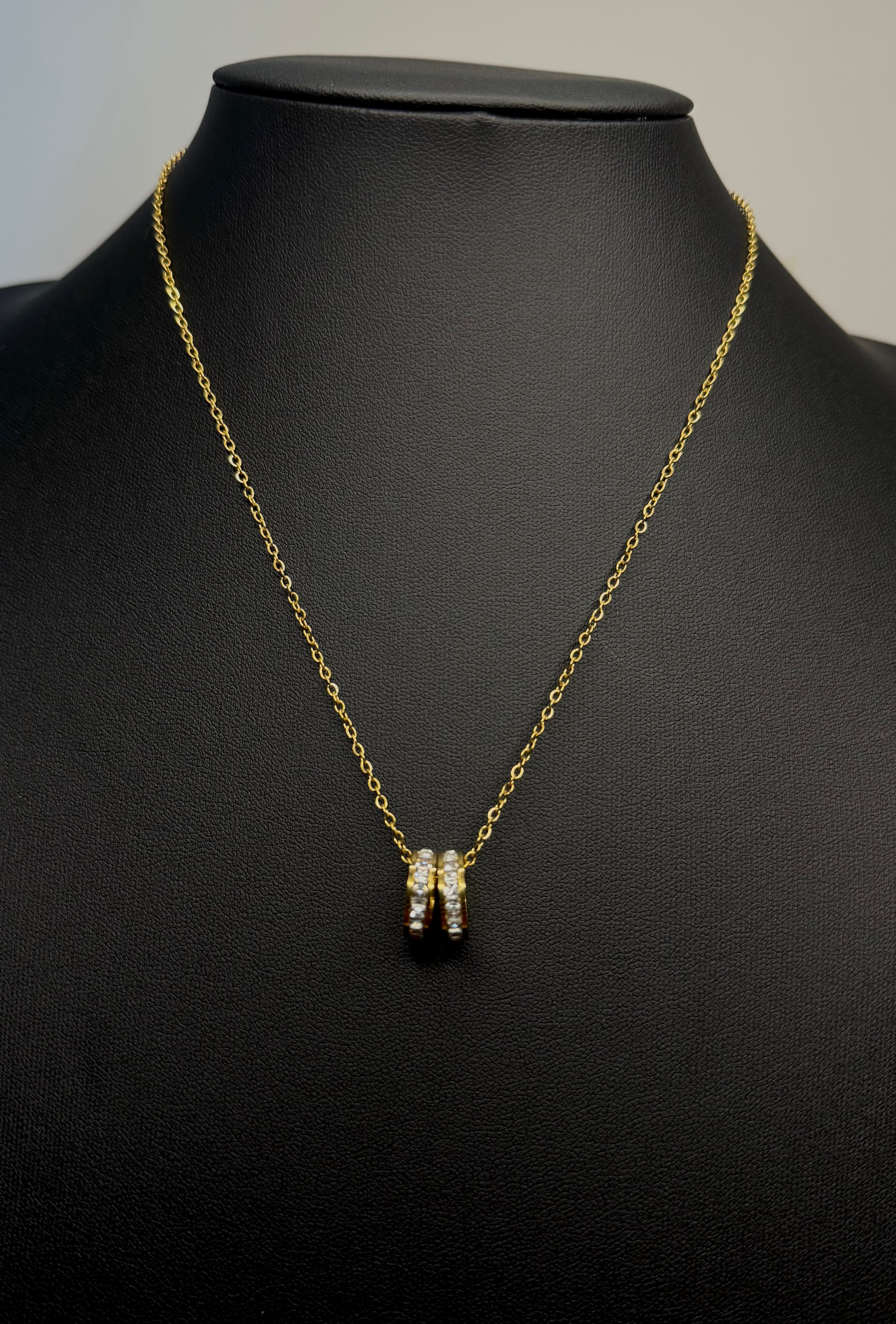 18K Gold Plated Necklace With Ringlike Pendants