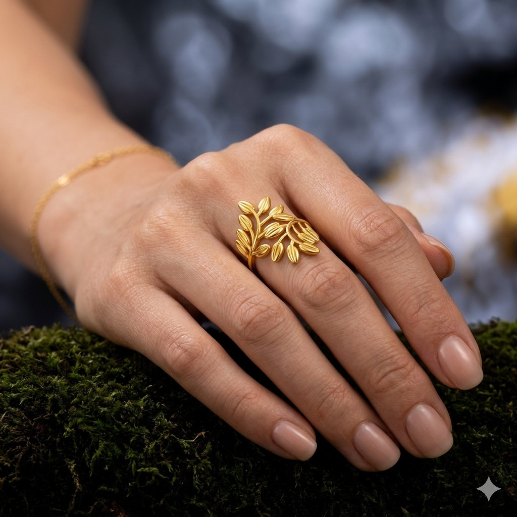 18K Gold Plated Leaf Design Ring