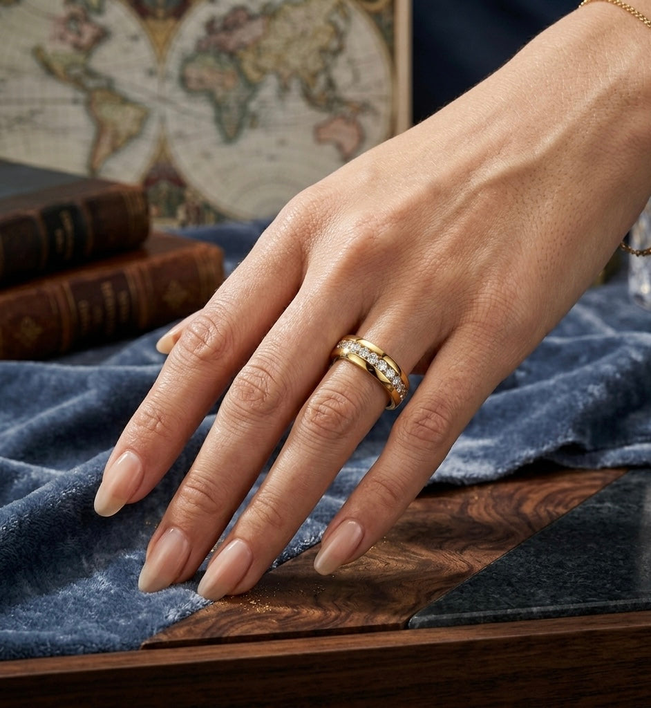 18K Gold Plated Ring with Stones