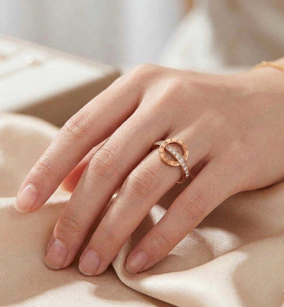 18K Gold Plated, Rose Gold Ring