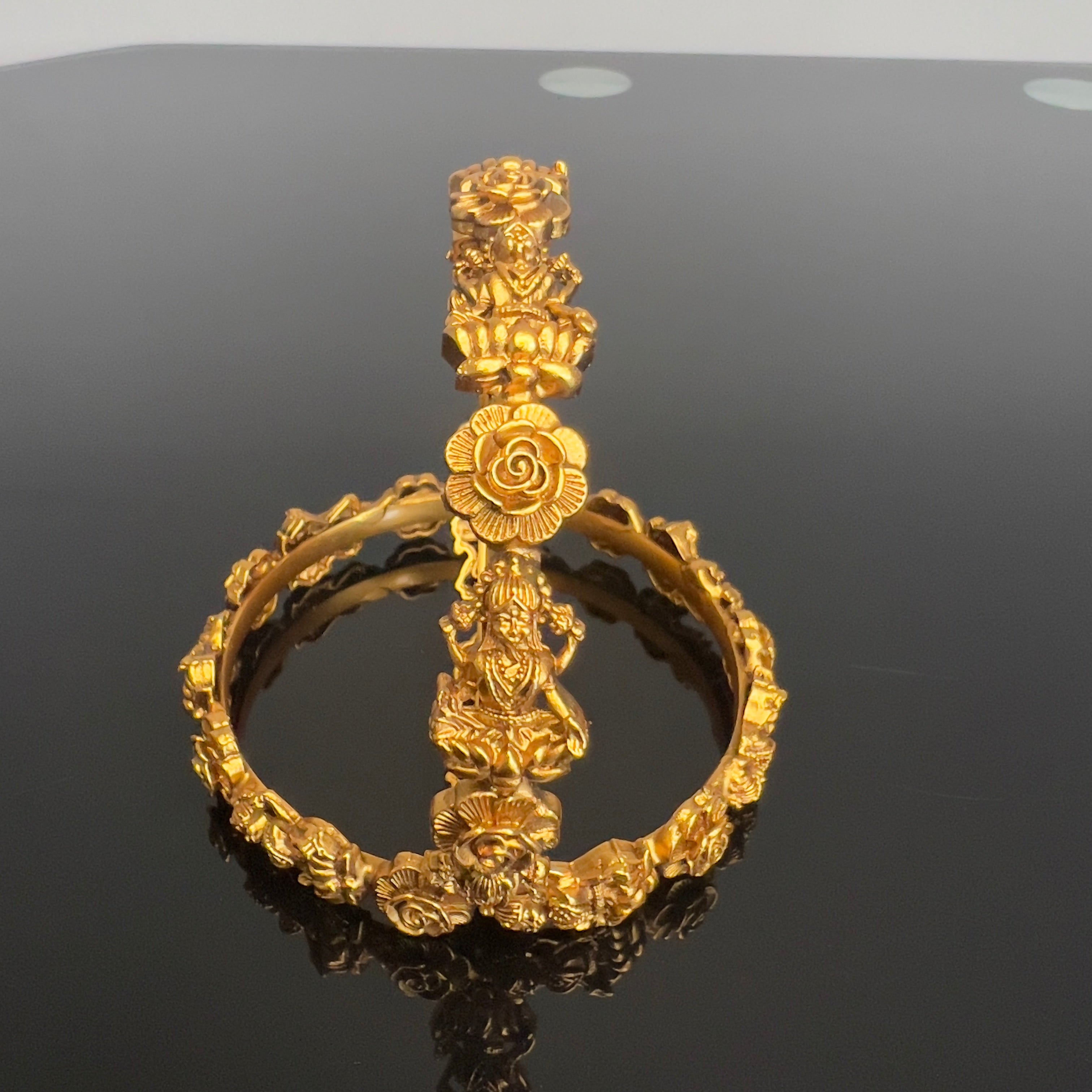 Antique Floral Gold Bangles-ABA10116