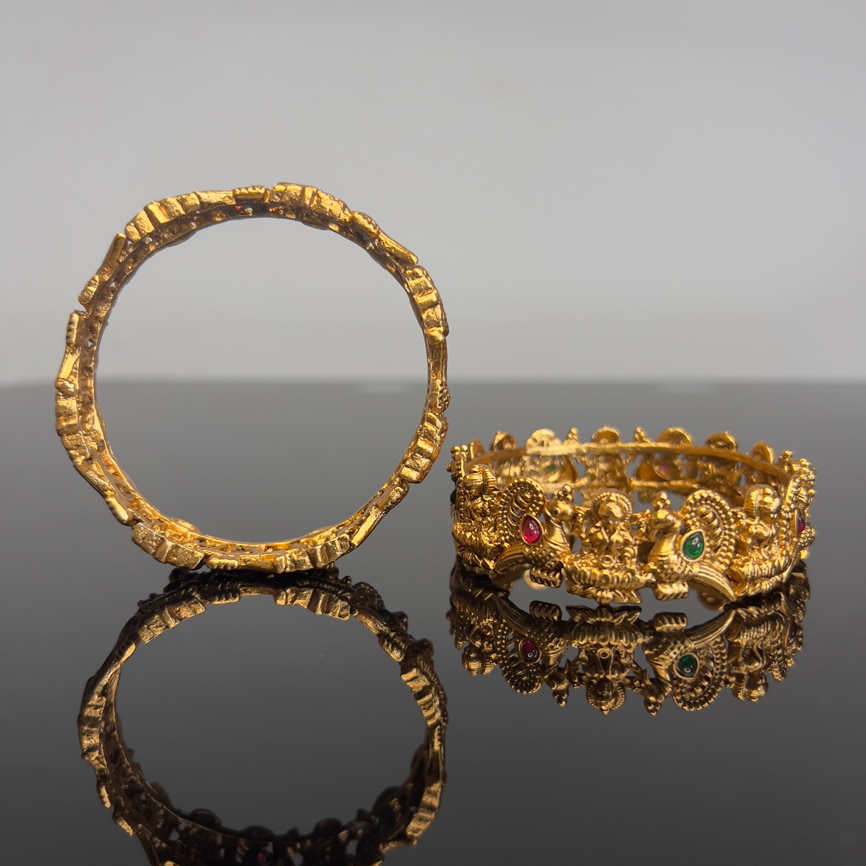 Antique Temple Peacock Kada Bangle-ABA10118