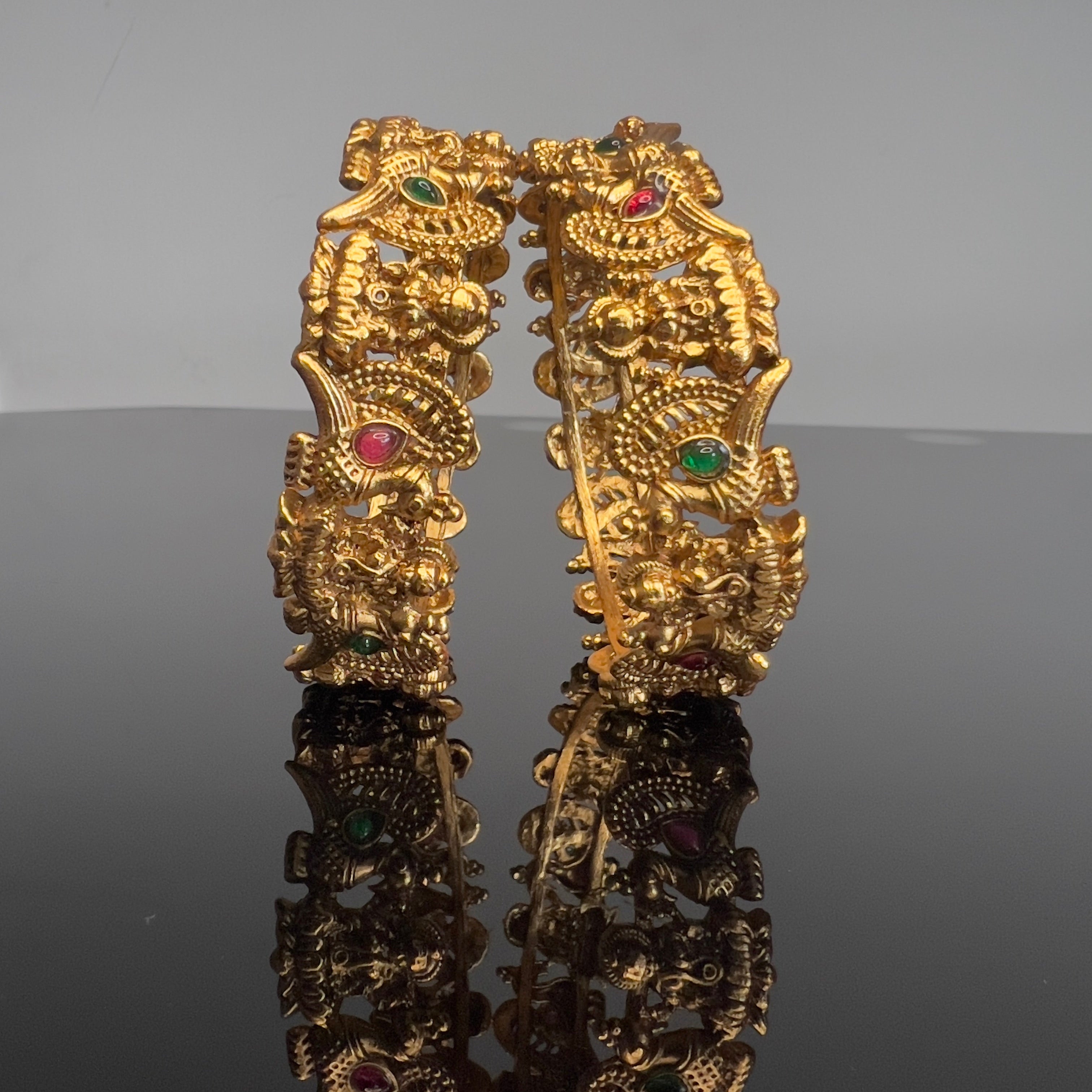 Antique Temple Peacock Kada Bangle-ABA10118