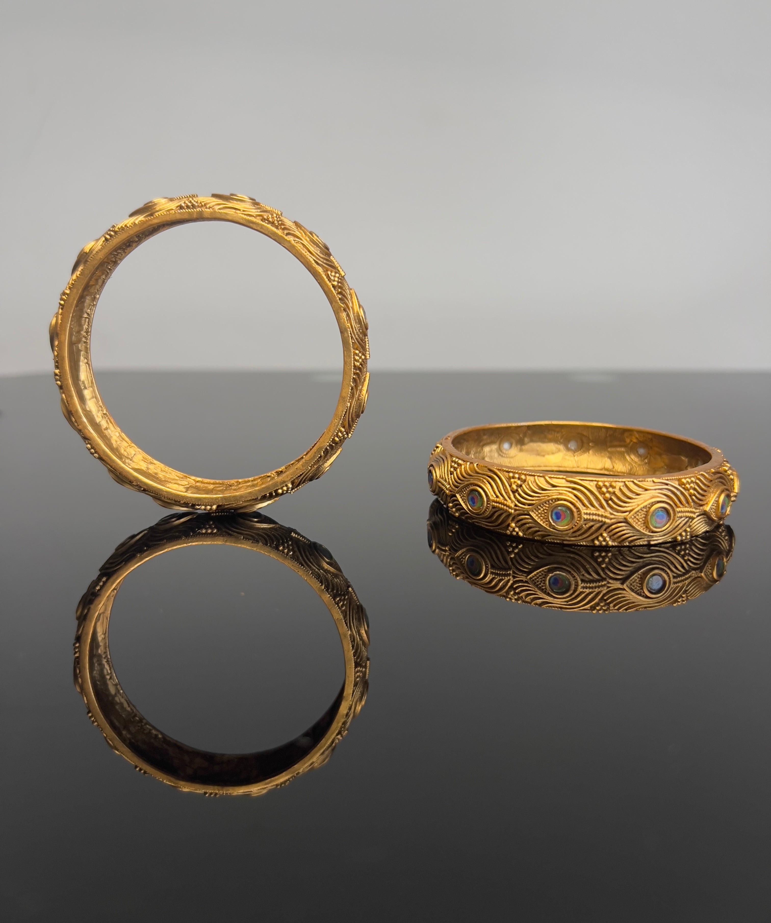 Peacock feather engraved kada bangle - ABA 10112