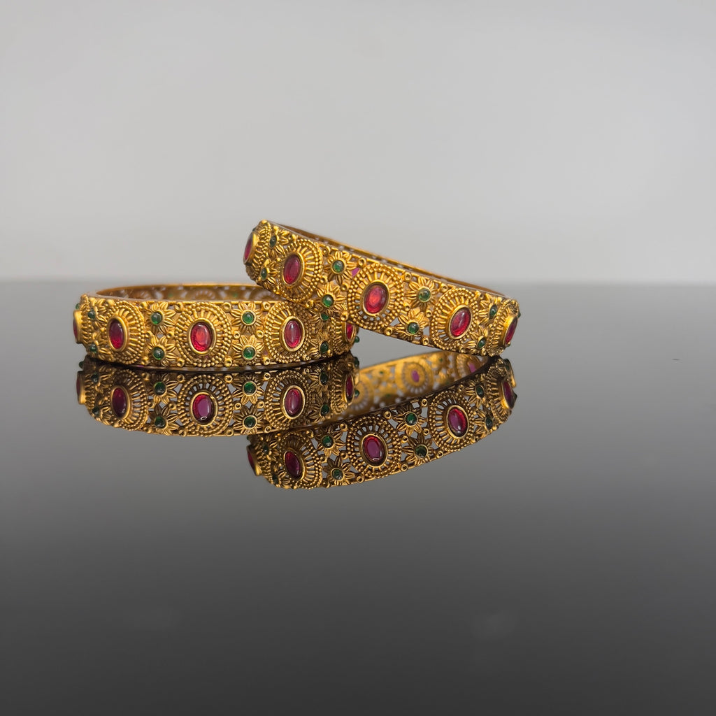 Antique Ruby & Emerald Stone Bangles- ABA10115