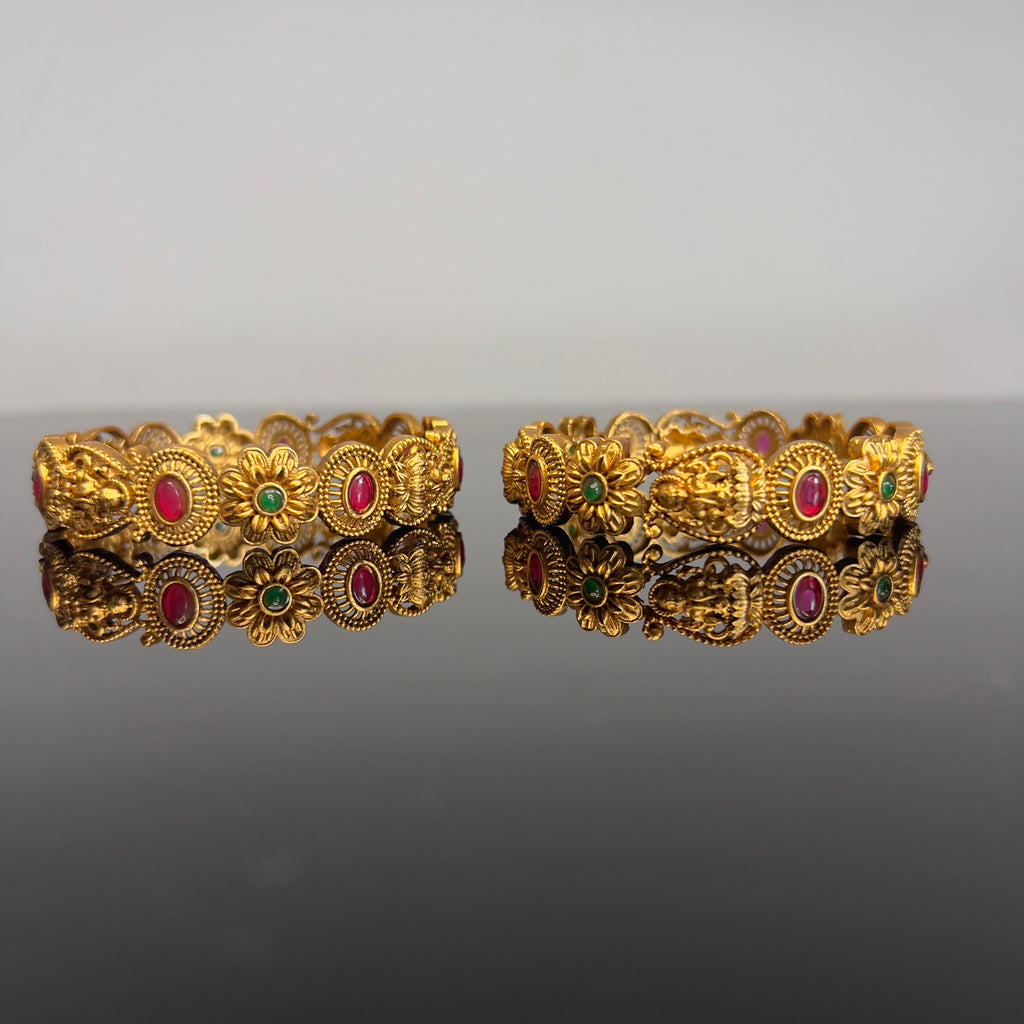 Antique Temple Floral Lakshmi Bangles-ABA10113