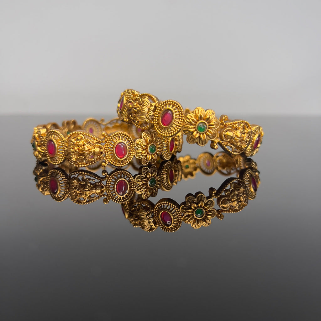 Antique Temple Floral Lakshmi Bangles-ABA10113