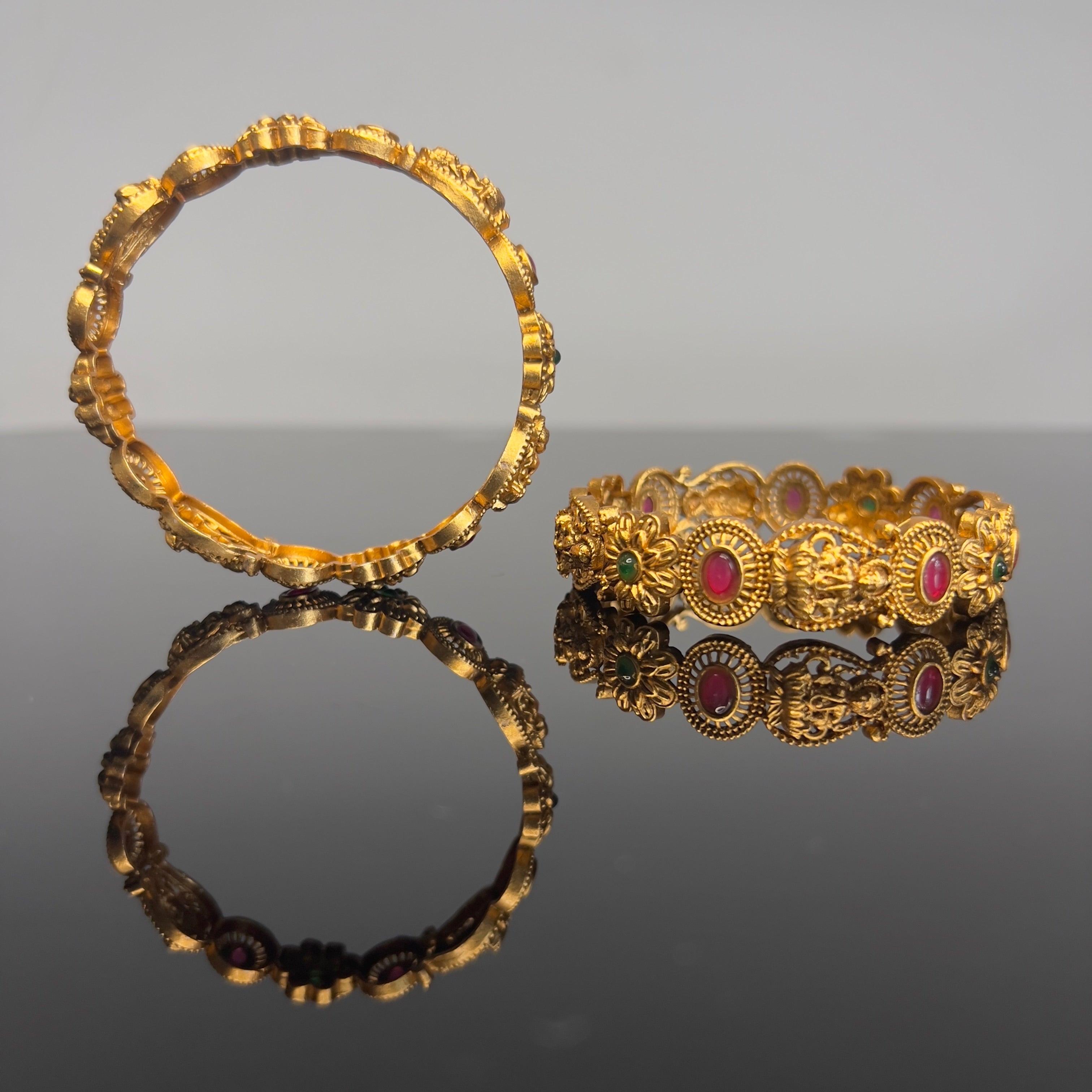 Antique Temple Floral Lakshmi Bangles-ABA10113