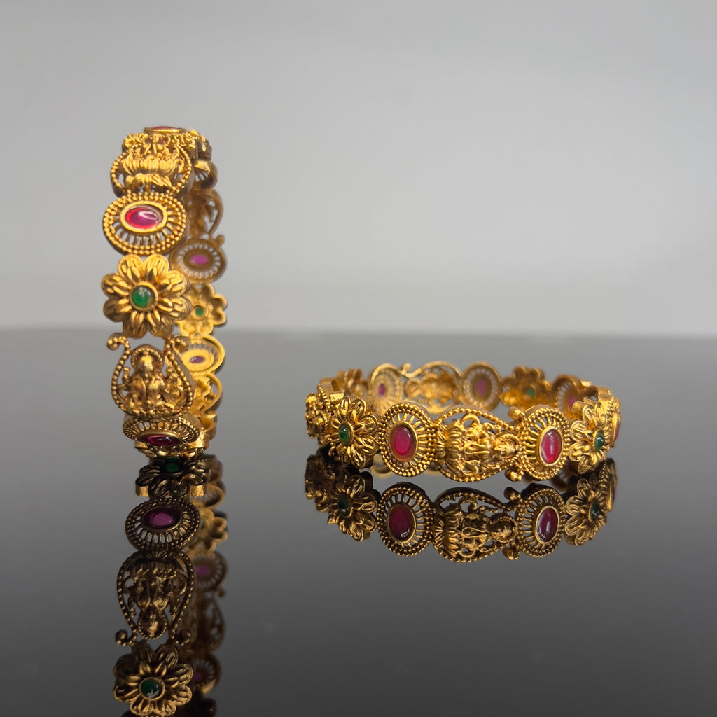 Antique Temple Floral Lakshmi Bangles-ABA10113