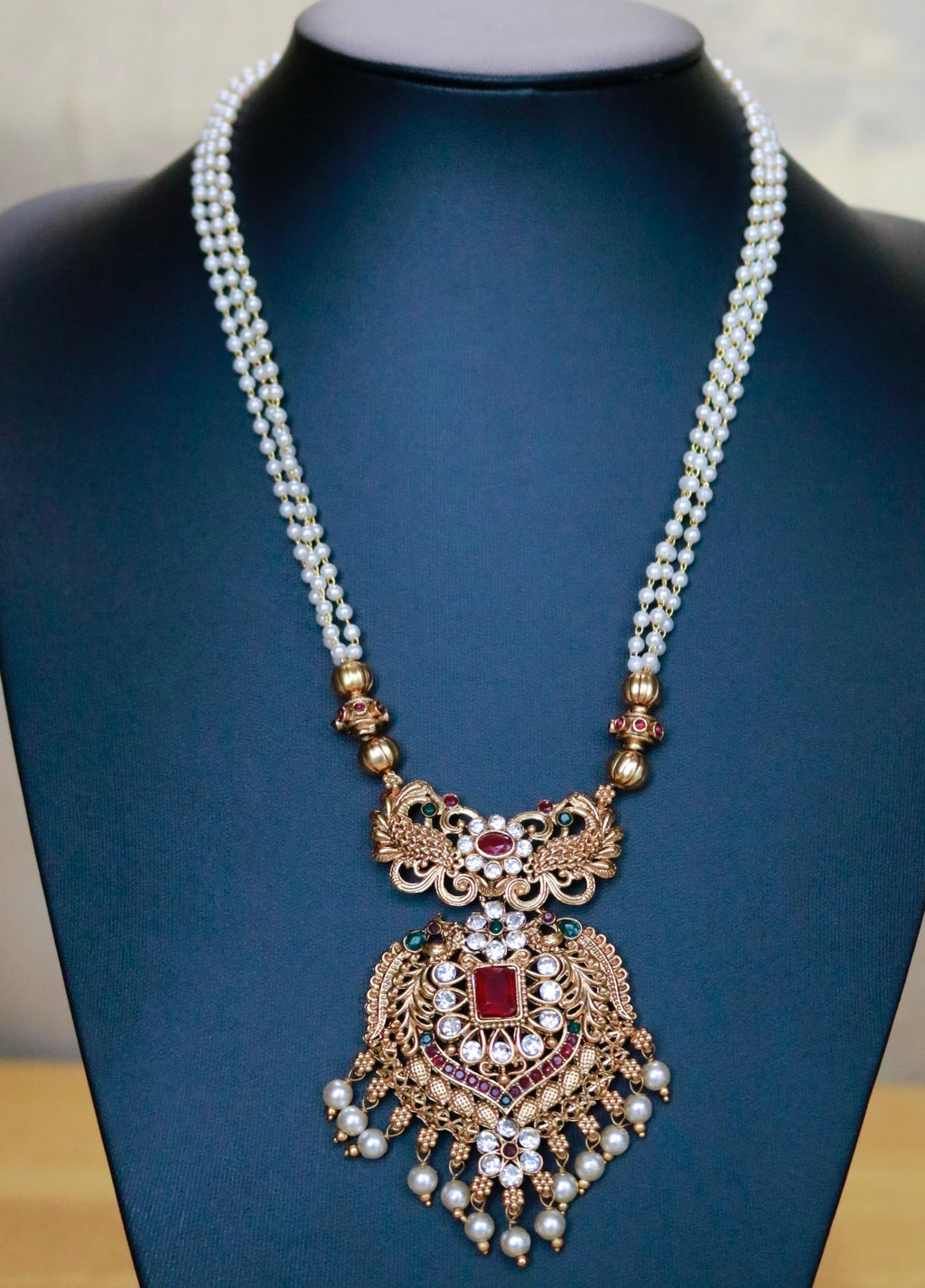 Pearl strand long necklace set - ALH 40118