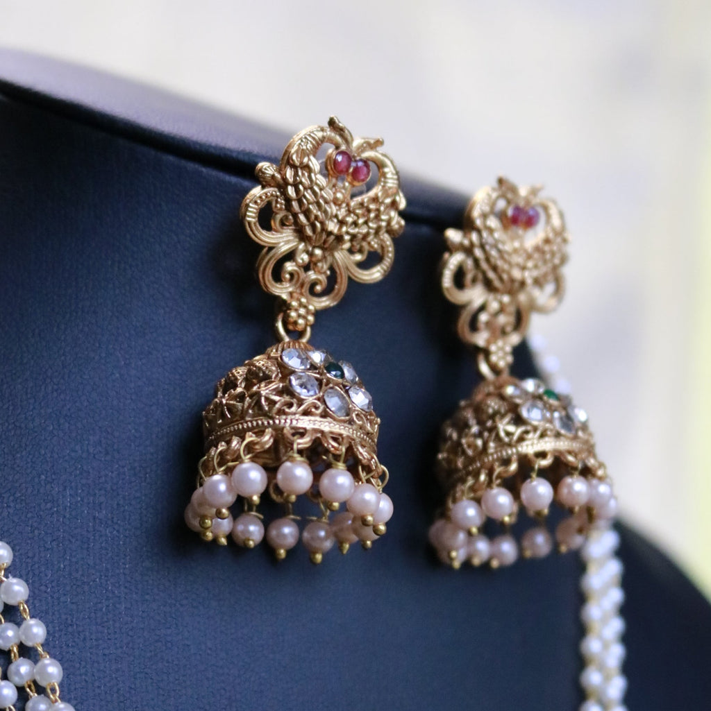 Pearl strand long necklace set - ALH 40118
