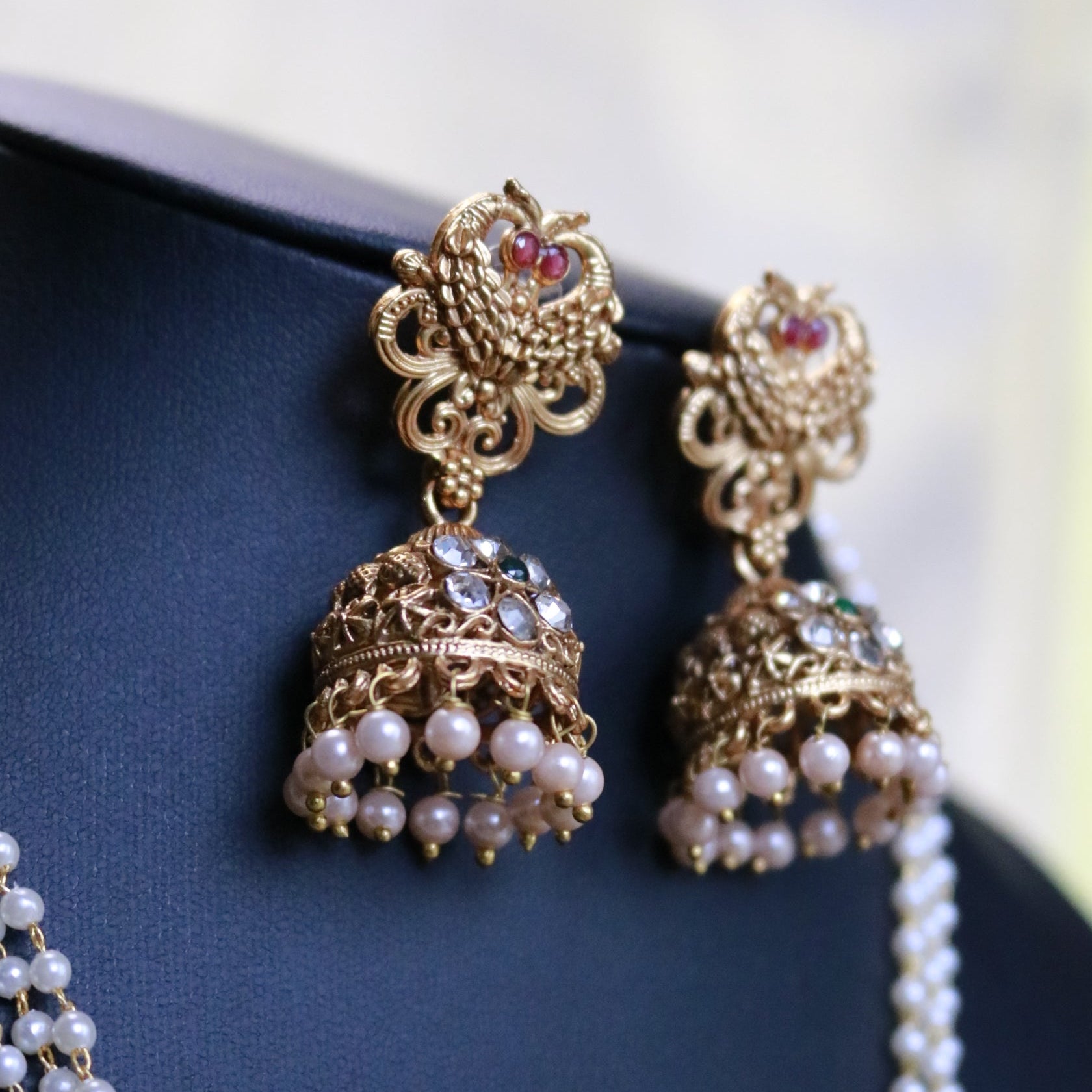 Pearl strand long necklace set - ALH 40118