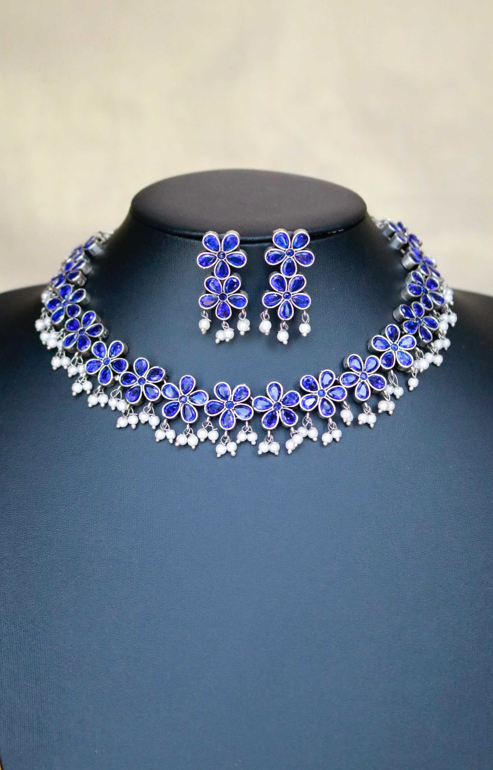 Blue blossom choker set - ANP 60164
