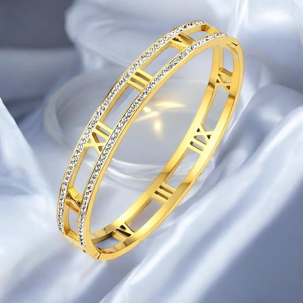 18K Gold Plated Roman Numeral Series Hollow Cart Bracelet